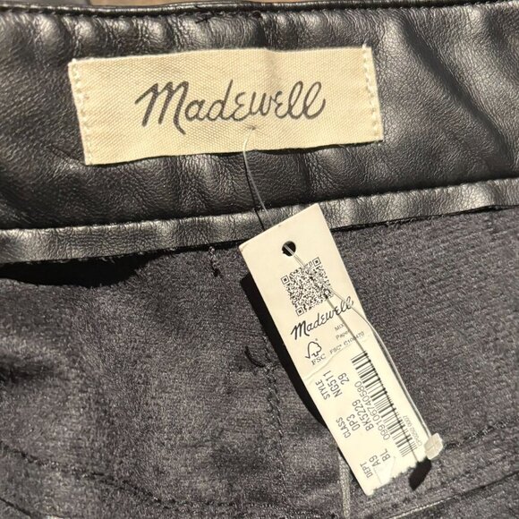 Madewell Womens Faux Leather High-Rise Vintage Straight Pants Size 29 Black - Picture 4 of 8